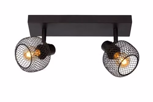 Lucide Maren Retro Dimmable and Adjustable Twin Ceiling Spotlight in Black
