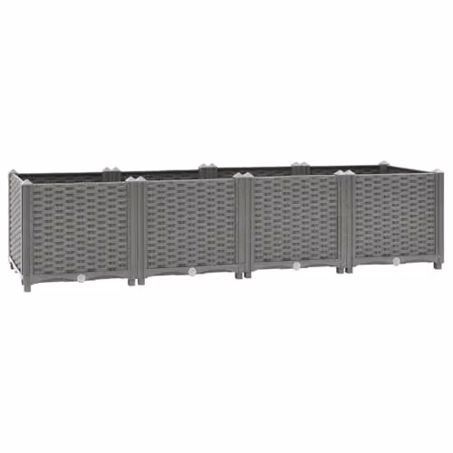 vidaXL Raised Bed in Grey Plastic, W/D/H: 160 x 40 x 38 cm
