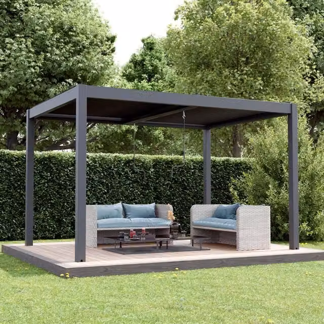 Agadon Aluminium Pergola Shading System in Anthracite Grey, 400 cm