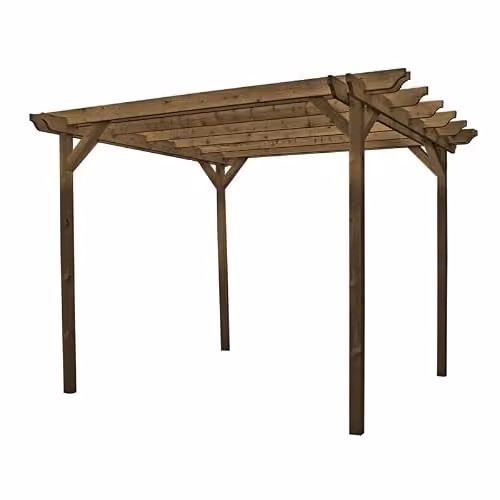 Buttercup Farm Double Garden Pergola in Rustic Brown Wood, W/D/H: 180 x 180 x 270 cm – 1
