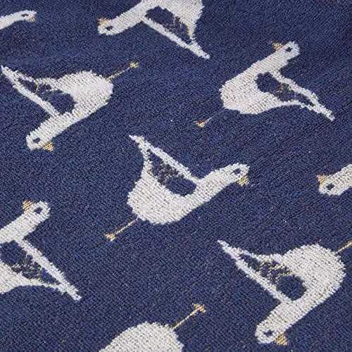 HOMESCAPES Navy Blue Bird Pattern Hand Towel, 100% Cotton, 500 GSM – 2