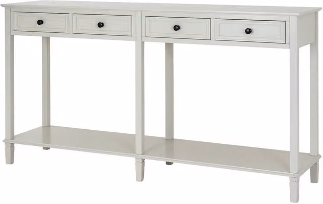 Lemon Pavilion Belmont Collection 4 Drawer Console Table, White, W: 160 cm, D: 40 cm, H: 86 cm