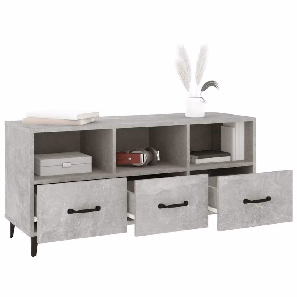 Berkfield Home Modern TV Cabinet in Concrete Grey, W/D/H: 102 x 35 x 50 cm – 3
