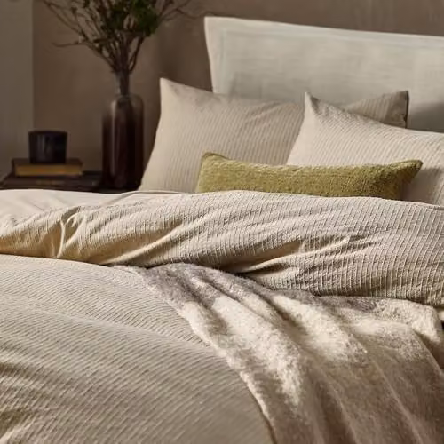 Riva Home Yard Striped Jacquard Cotton Duvet Cover Set, Beige Linen, W: 230 cm, H: 230 cm, W/D/H: 180 x 200 cm – 2