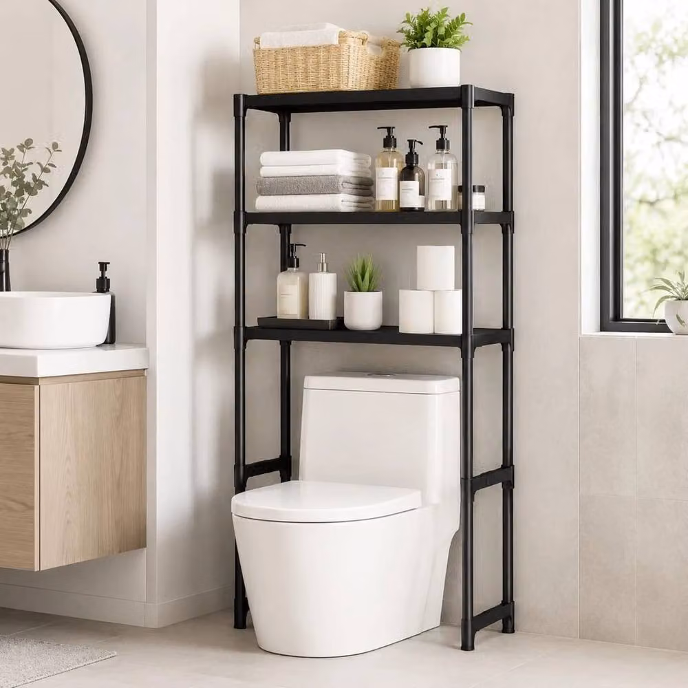 Havendro 3 Tier Over The Toilet Storage Metal Bathroom Shelf Rack in Black – 3