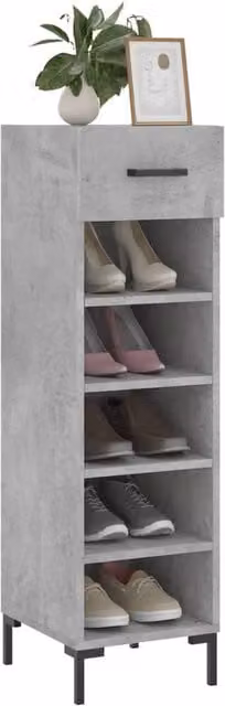 Berkfield Home Shoe Cabinet in Concrete Grey, W/D/H: 30 x 35 x 105 cm