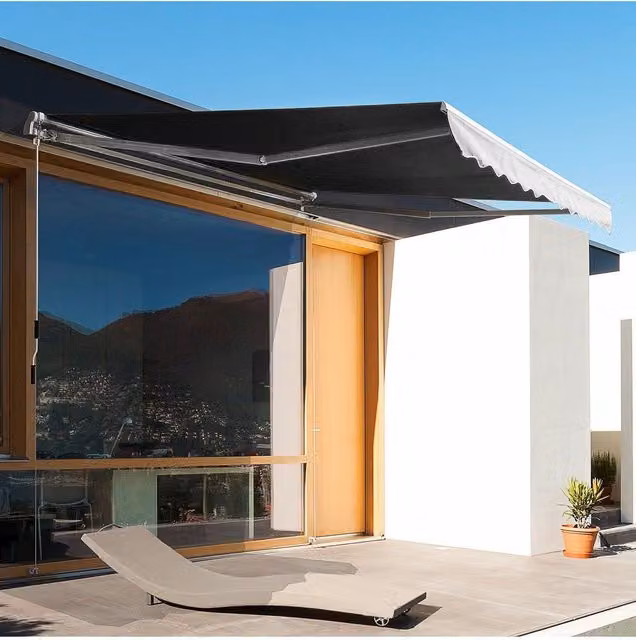 Living and Home Grey Window and Door Awning Canopy with Aluminium Brackets and Polyester Fabric
