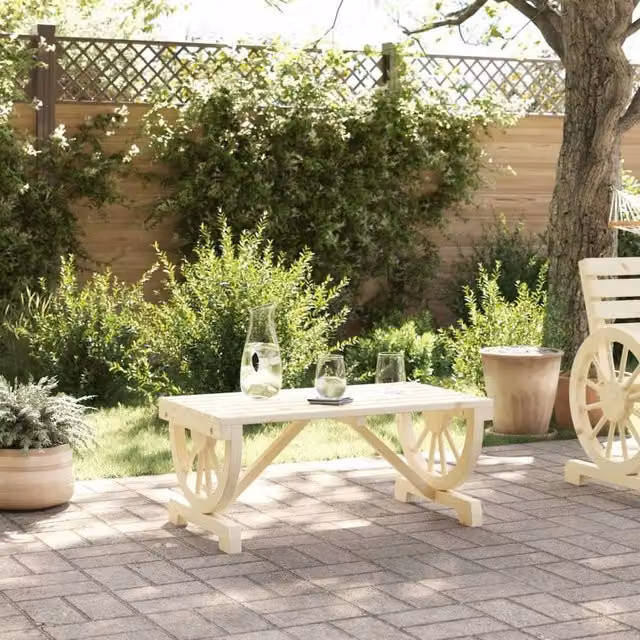 Berkfield Home Beautiful Garden Coffee Table in Light Oak Solid Wood, W: 90 cm, D: 50 cm, H: 40 cm – 1
