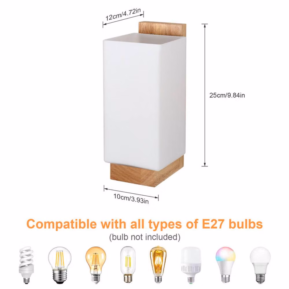 COMELY Vintage White Wooden Indoor Wall Light with Glass Shade and E27 Socket – 4