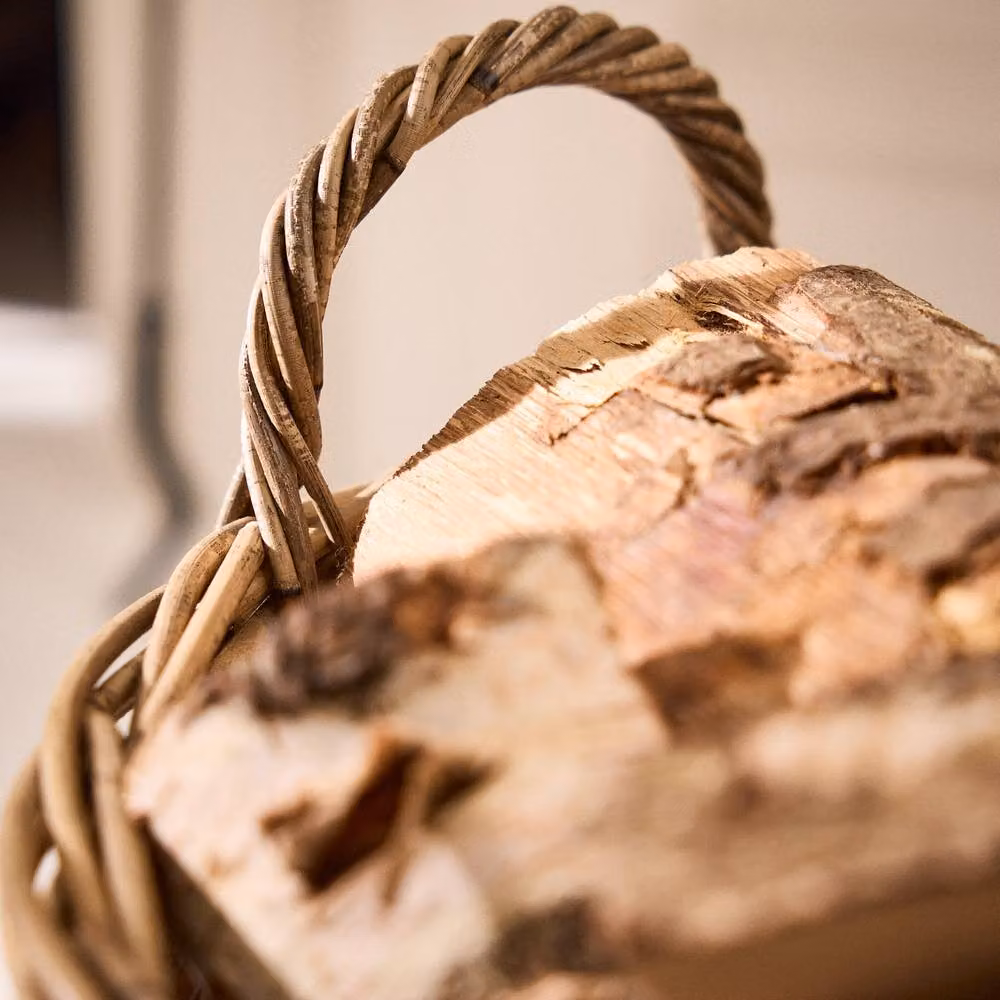 Dibor Azara Oval Log Basket, Natural Brown and Beige Open Weave Rattan, H: 39 cm, L: 56 cm, W: 45 cm – 4