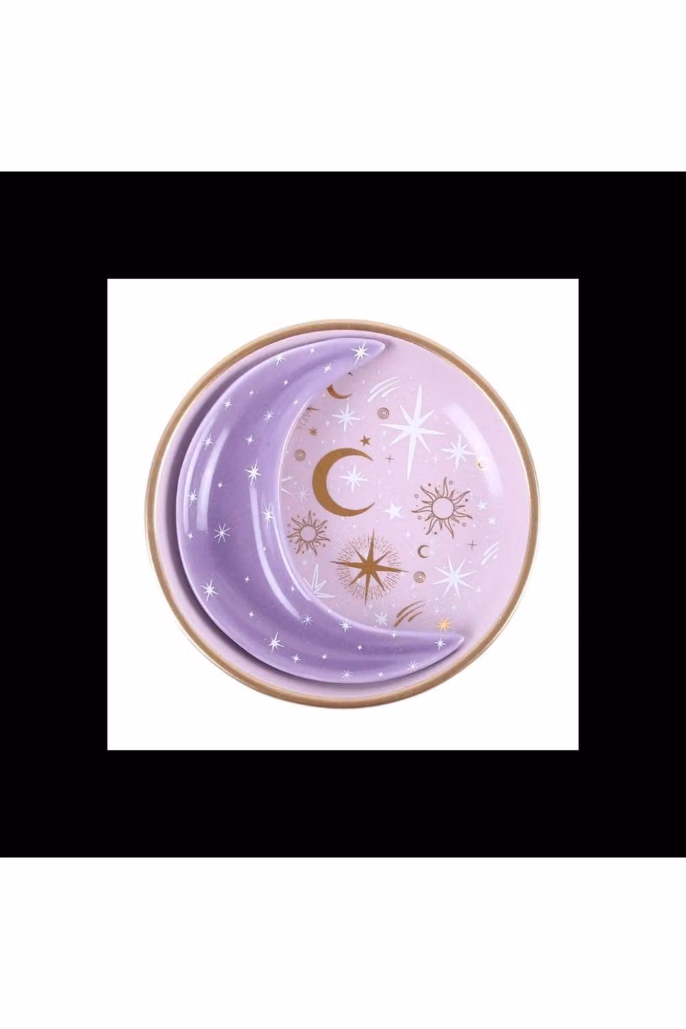 KDMD Purple and Gold Celestial Ceramic Two Piece Stacking Trinket Bowl Set – 2