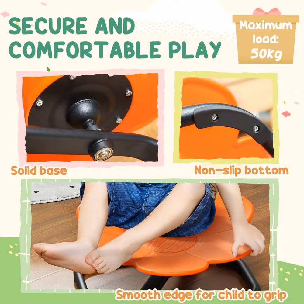 STILVORA Children's Spinning Chair in Floral Multicolour and Orange – 5