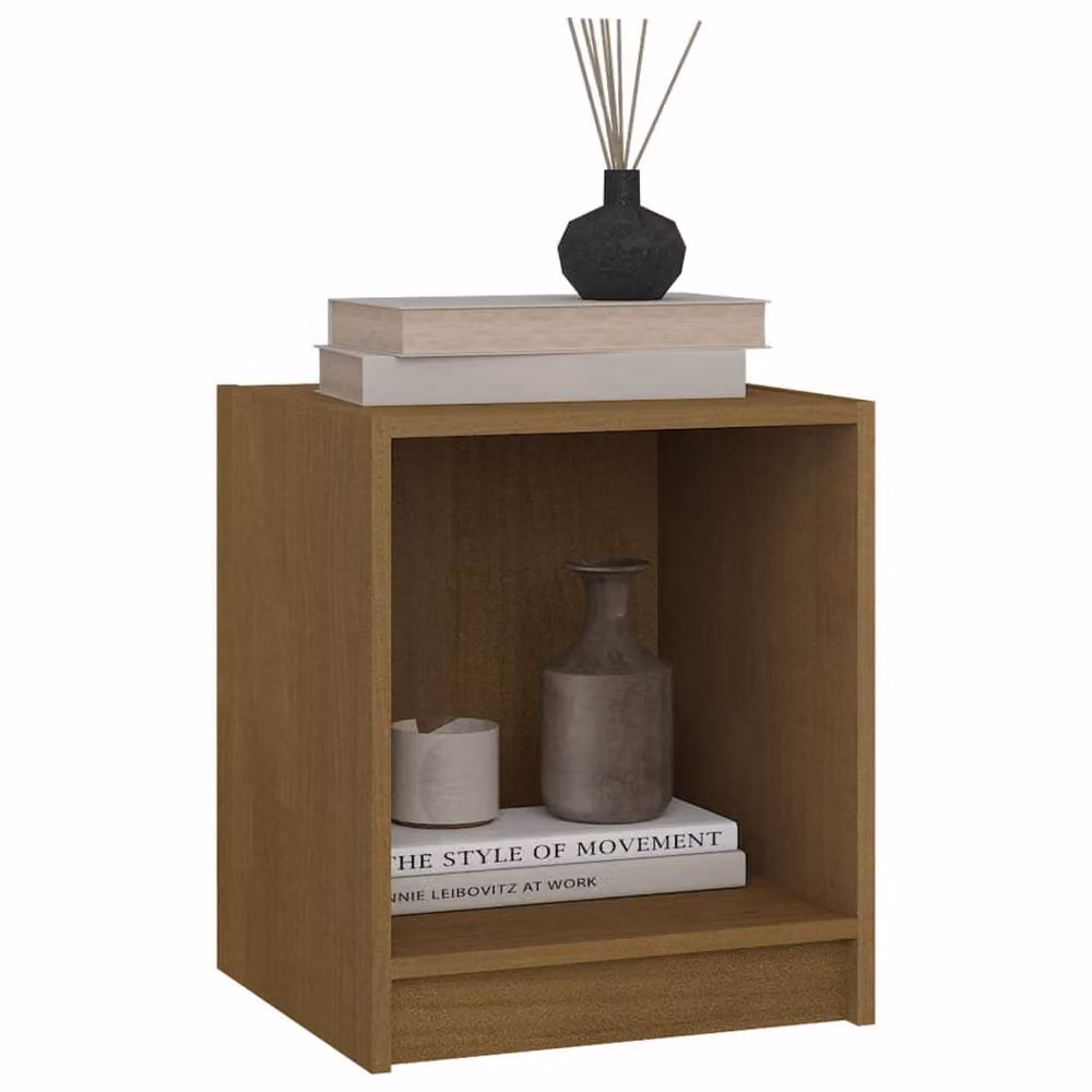 Berkfield Home Set of 2 Solid Pinewood Bedside Cabinets, Honey Brown, W/D/H: 35.5 x 33.5 x 41.5 cm – 3
