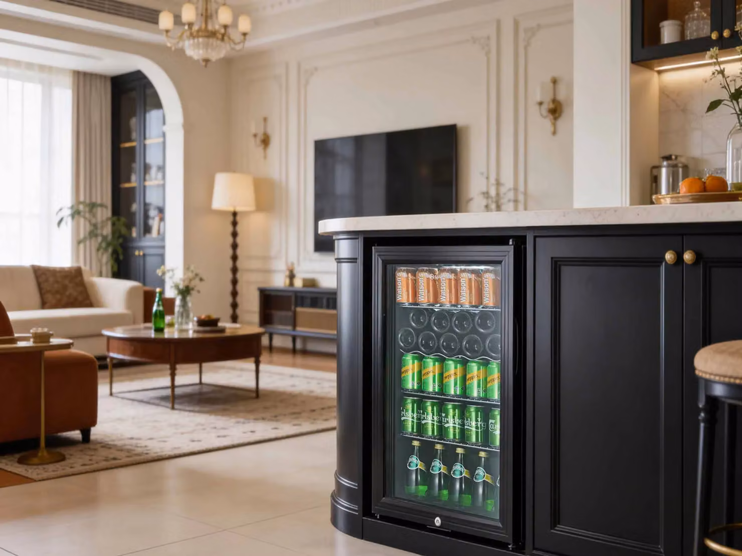 Subcold Super 85 LED Under Counter Beer Fridge in Black and Silver with Compressor and Lockable Glass Door, W/D/H: 43.5 x 47.5 x 84.8 cm – 9