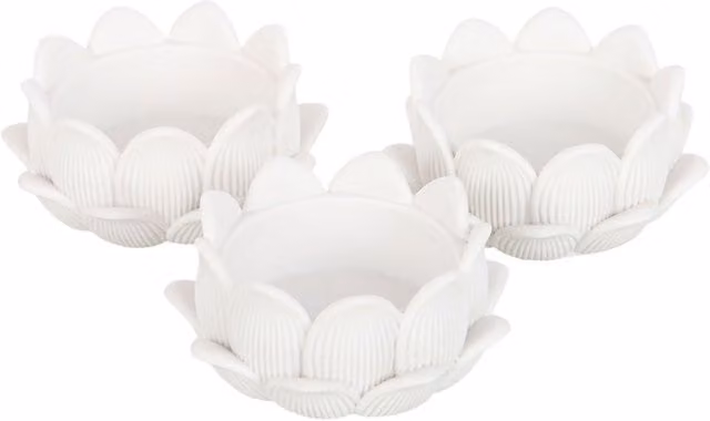 Something Different Lotus Tealight Holder Pack of 3 - White