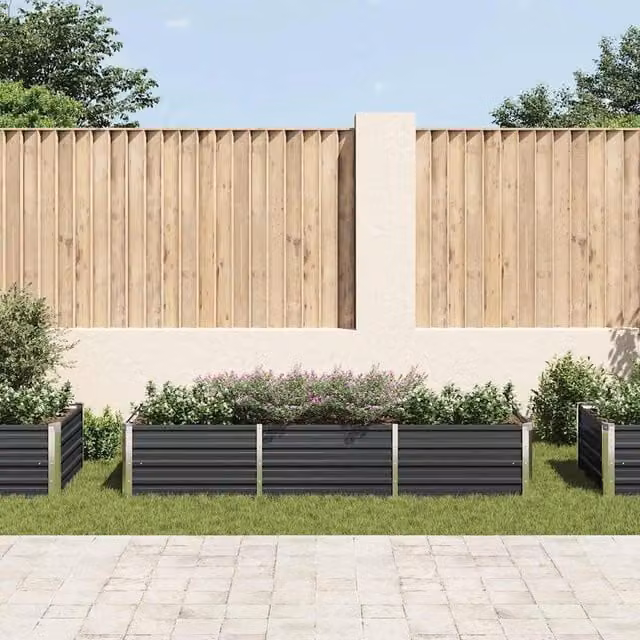 Berkfield Home Garden Anthracite Galvanised Steel Raised Bed, W/D/H: 240 x 80 x 45 cm