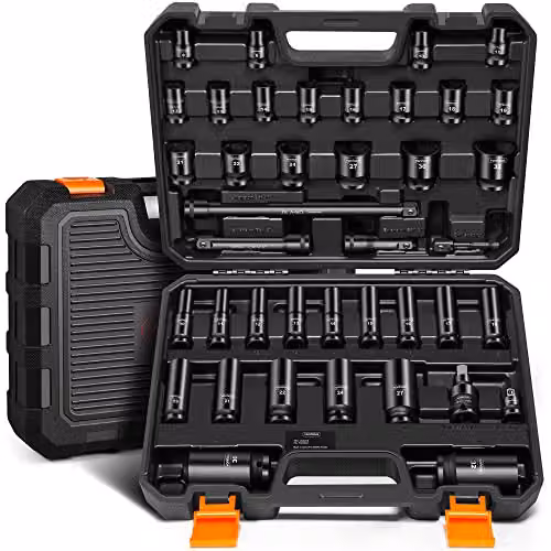 VonHaus 40 Piece 1/2 Inch Drive Impact Socket Set in Black – 1