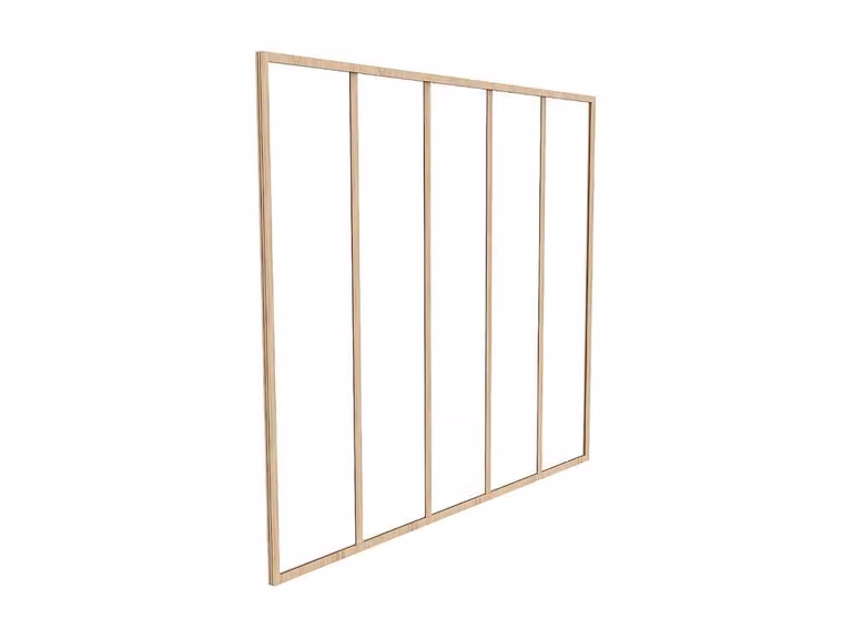 Vente-unique Powder-Coated Aluminium Glass Partition in Light Oak and Beige, W: 150 cm, H: 130 cm