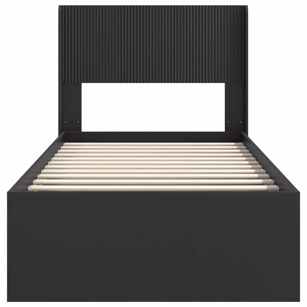 Berkfield Home Modern Bed Frame with Headboard and Side Compartment Storage, Black, W: 90 cm, L: 200 cm – 4