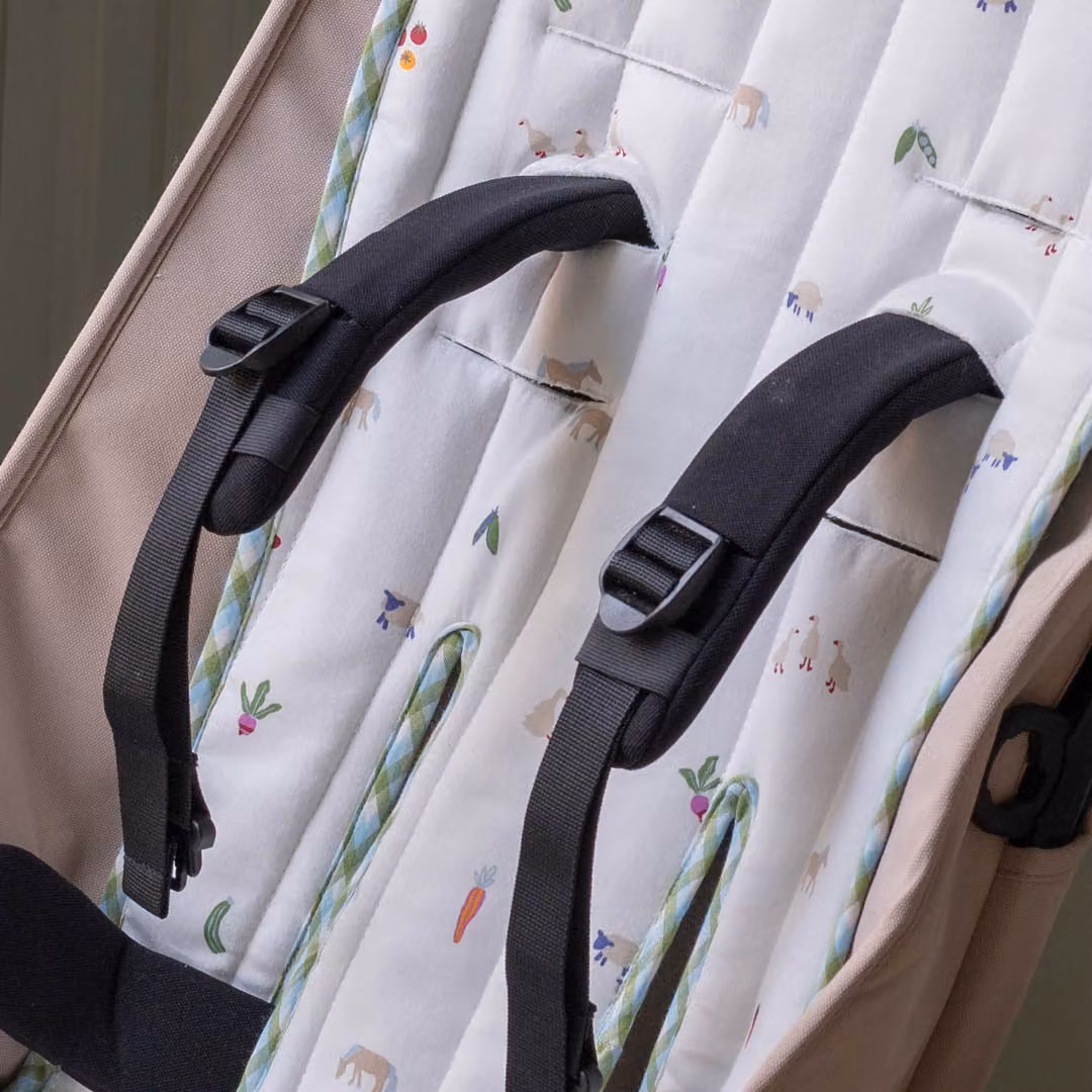 Avery Row Pram Liner in Little Farm Greenhouse Gingham Green – 2