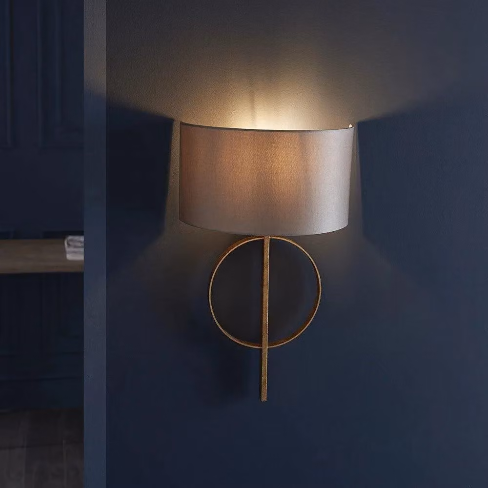 Netlighting TRENTO Dimmable Contemporary 5 Light Fabric and Metal Wall Lamp in Beige and Gold/Brass – 2