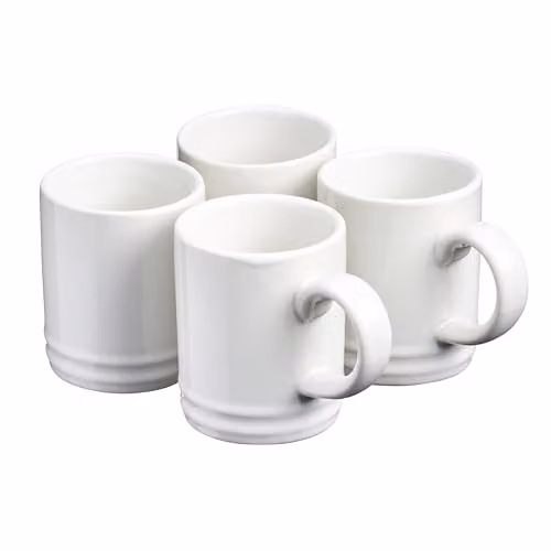 Cooks Professional 4 Piece White Stoneware Espresso Cup Set, 100ml Capacity