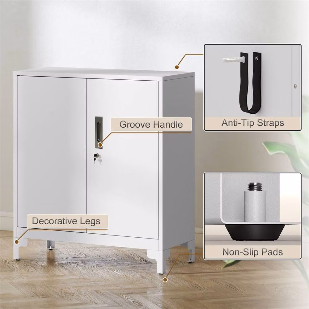 Kelvenix Modern White Metal Filing Cabinet with Lock and Hinged Doors, Height: 100 cm – 2