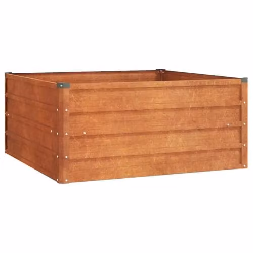 vidaXL Corten Steel Raised Garden Bed in Brown, W/D/H: 100 x 100 x 45 cm – 1