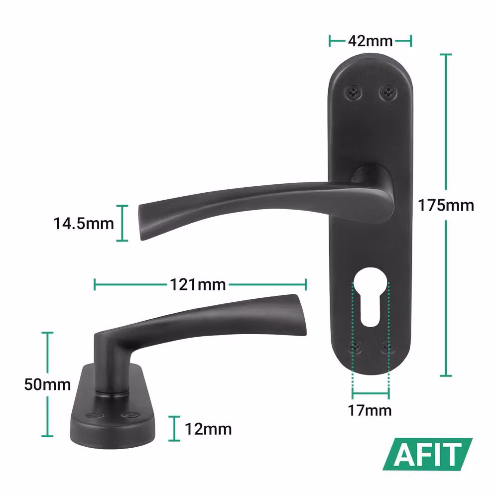 AFIT Novi Black Euro Thumbturn Cylinder Handle Lock and Hinges Set, 150 x 150 mm – 2