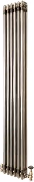 Monstershop Traditional 3 Column Steel Radiator and Valves in Silver, H: 180 cm, W: 29 cm, D: 29 cm