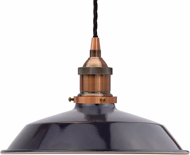 SE Home Trinity Small Metal Pendant Light in Navy Blue and Antique Copper