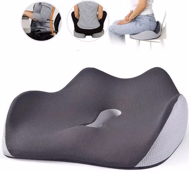PAWNORA Grey Memory Foam Contoured Office Back and Seat Cushion for Adults – 1