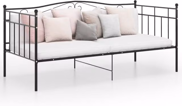 Berkfield Home Metal Sofa Bed Frame in Black, W/D/H: 90 x 200 cm – 1