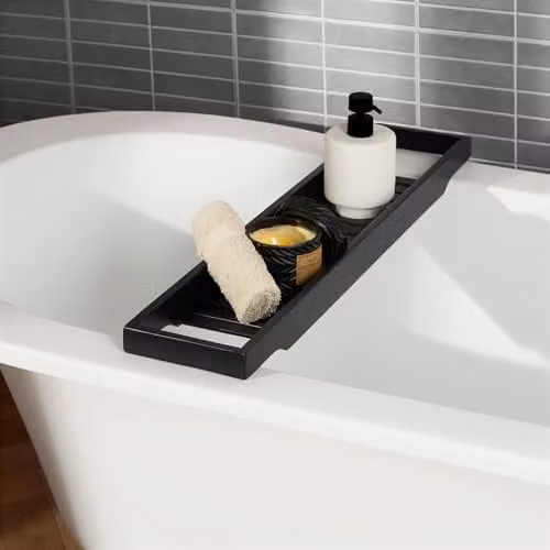 OHS Black Bamboo Wooden Bath Tray and Bathtub Caddy – 1