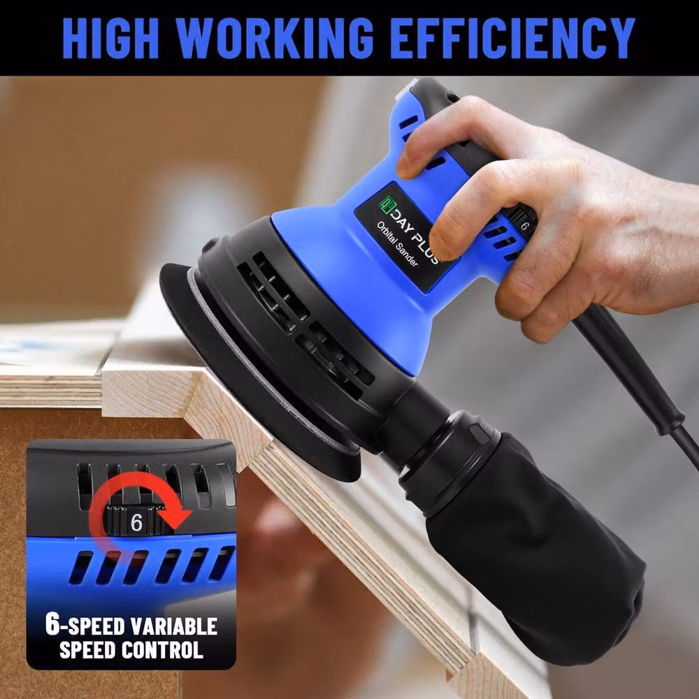 VOGREX Electric Random Orbital Sander with 6 Speeds in Blue and Multicolour – 3