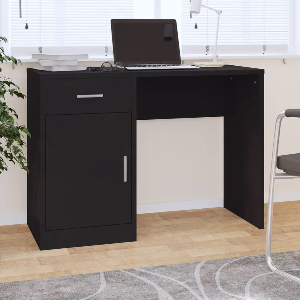 Berkfield Home Modern Computer Desk with Drawer and Cabinet in Black, W/D/H: 100 x 40 x 73 cm – 2