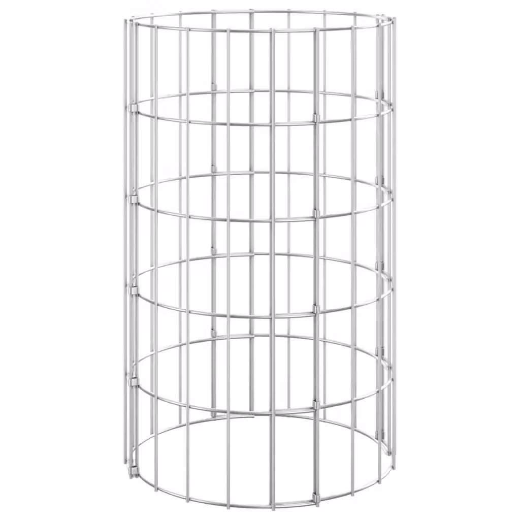 Berkfield Home Circular Gabion Pole in Galvanised Steel, Silver, W/D/H: 30 x 30 x 50 cm – 1