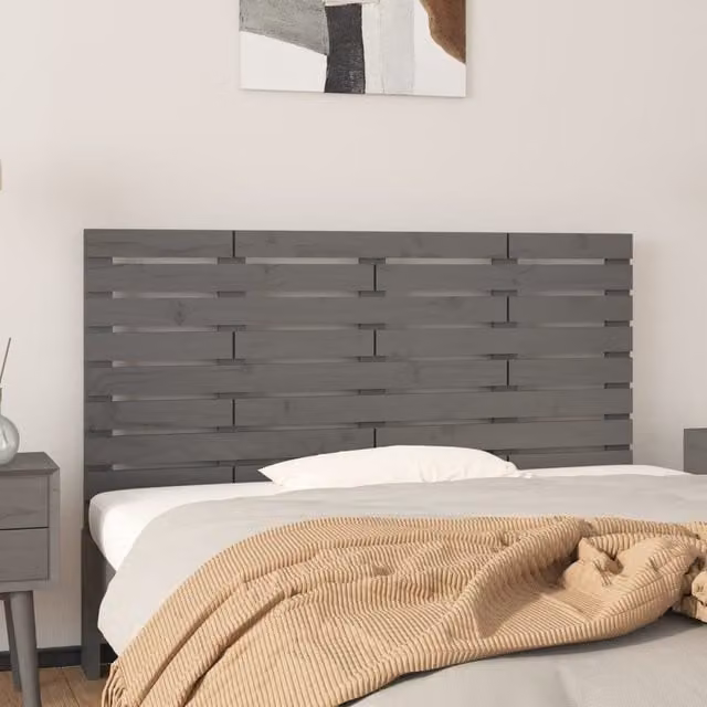 Berkfield Home Grey Rustic Solid Pine Wood Wall Mount Headboard W/D/H: 126 x 3 x 63 cm – 1