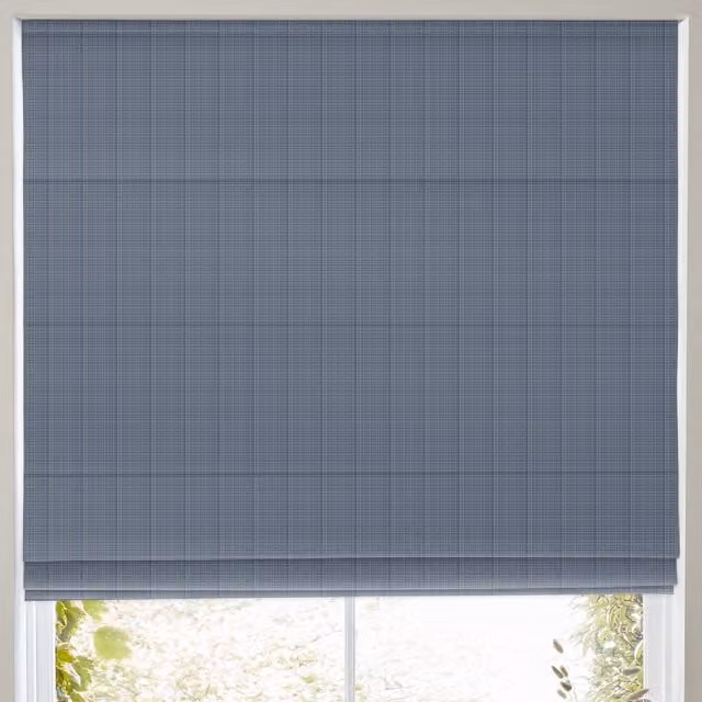 Simply Collection Balance Made to Measure Blackout Roman Blind in Blue Checked Textile