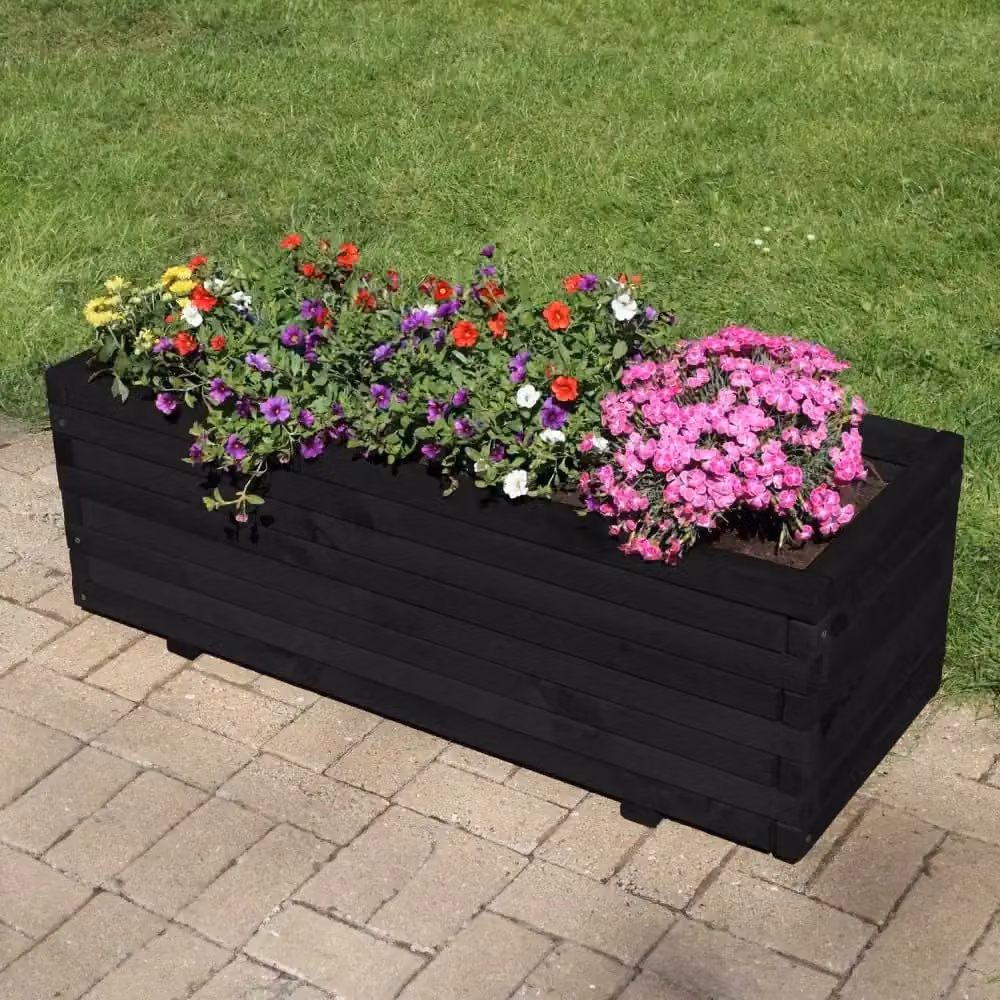 Access Garden Products Pine Raised Trough Planter in Black, W: 120 cm, D: 40 cm, H: 40 cm – 2