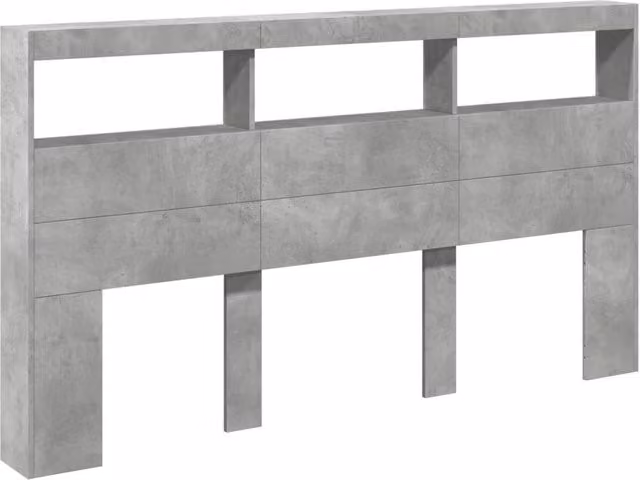 Berkfield Home Headboard Cabinet with Integrated LED Lighting in Concrete Grey, W: 180 cm, D: 17 cm, H: 102 cm