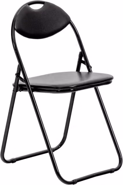 Novecrafto Black Metal Stackable Folding Chairs with Synthetic Leather Upholstery
