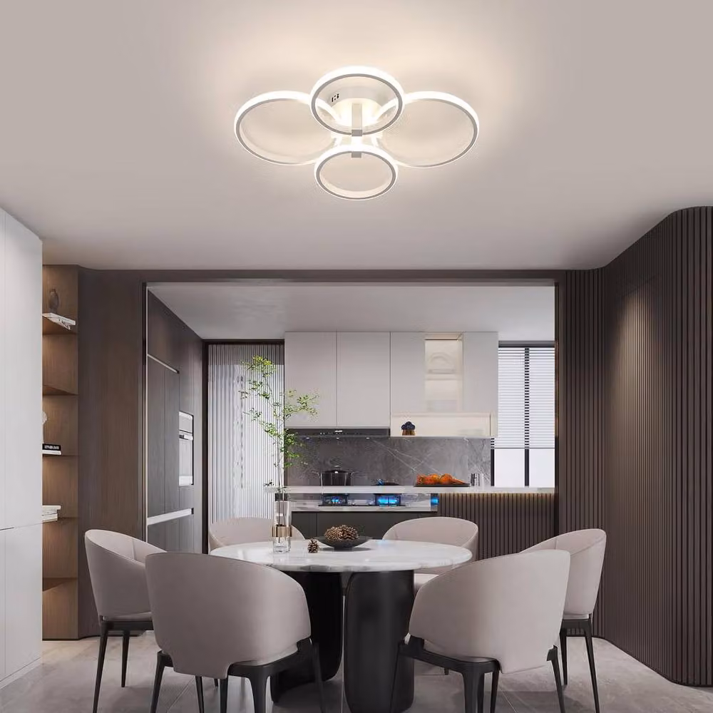 COMELY Modern Dimmable LED Ceiling Light, 76W White Acrylic Ring Light, Diameter: 56 cm – 5