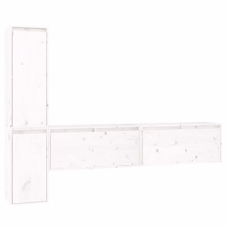 Berkfield Home Classic White Solid Wood Pine Wall Mounted Cabinet Set of 4