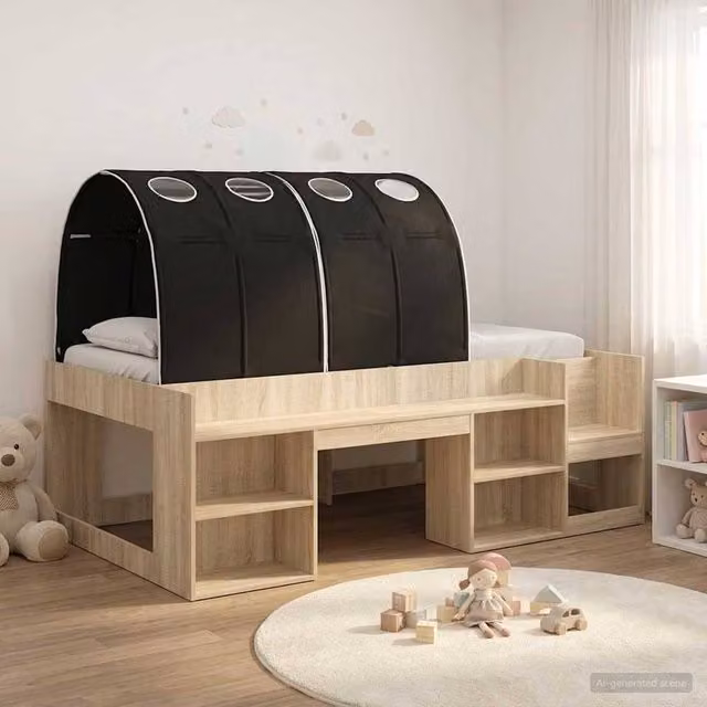 Berkfield Home Kids High Bed Frame with Storage in Sonoma Oak and Black