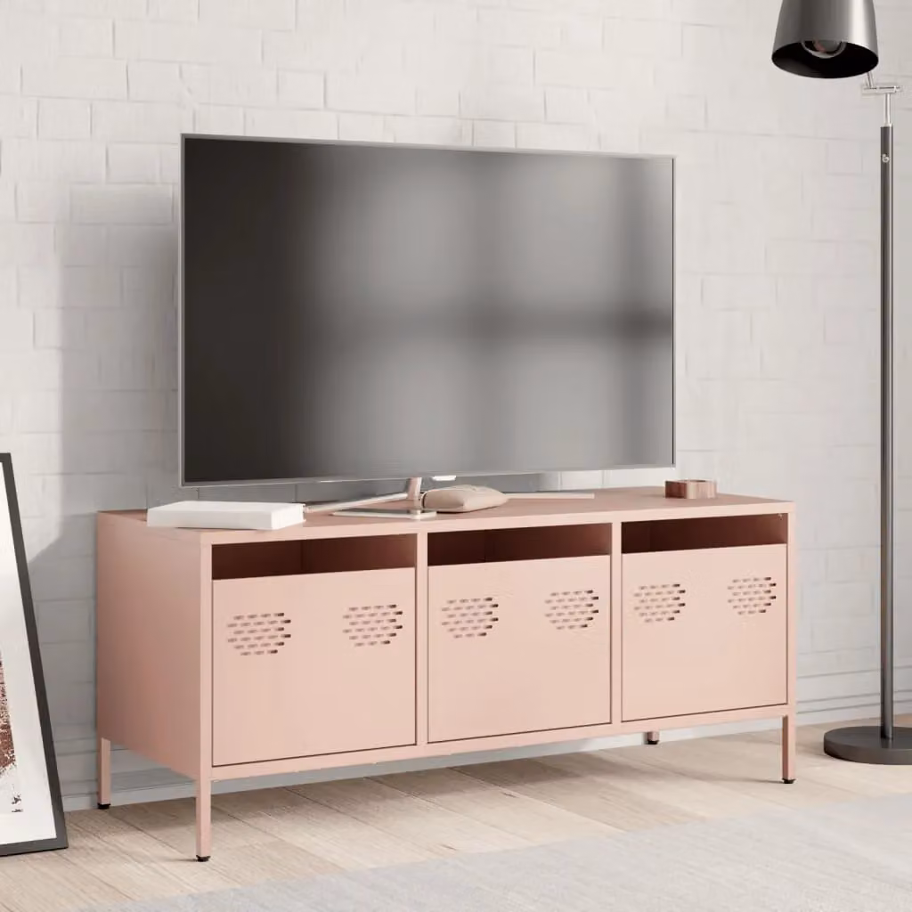 Berkfield Home Pink Industrial TV Cabinet in Matt Cold-rolled Steel, W/D/H: 101.5 x 39 x 43.5 cm – 3