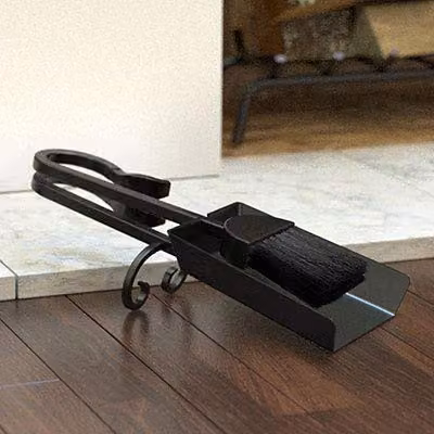 Panacea Products Mini Fireplace Shovel and Brush 2 Piece Set, Black Metal