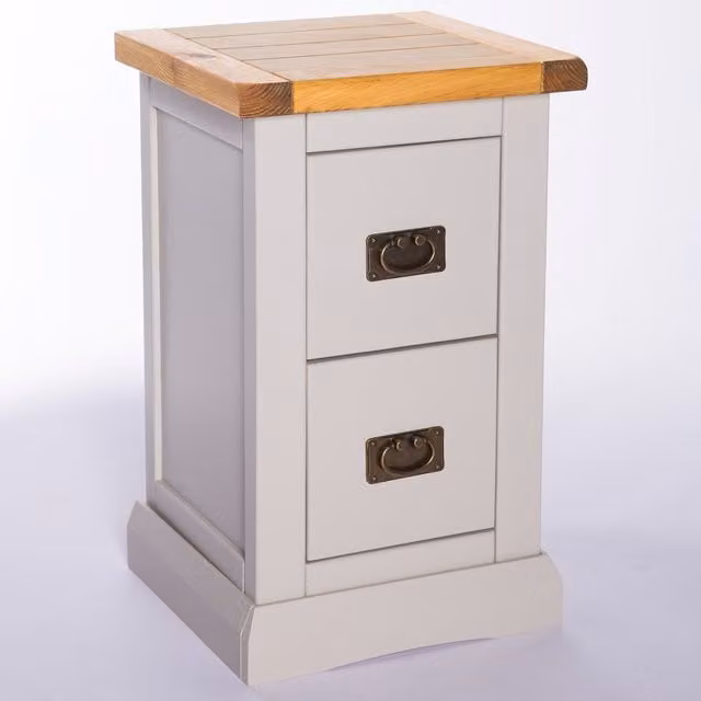 Cabinet Bits Loreo 2 Drawer Petite Bedside Cabinet in Grey and Gold