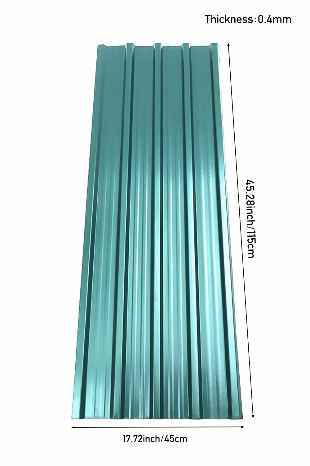 H&O Direct 12-Piece Powder Coated Steel Corrugated Side Panels in Dark Green, W: 45 cm, L: 115 cm – 2
