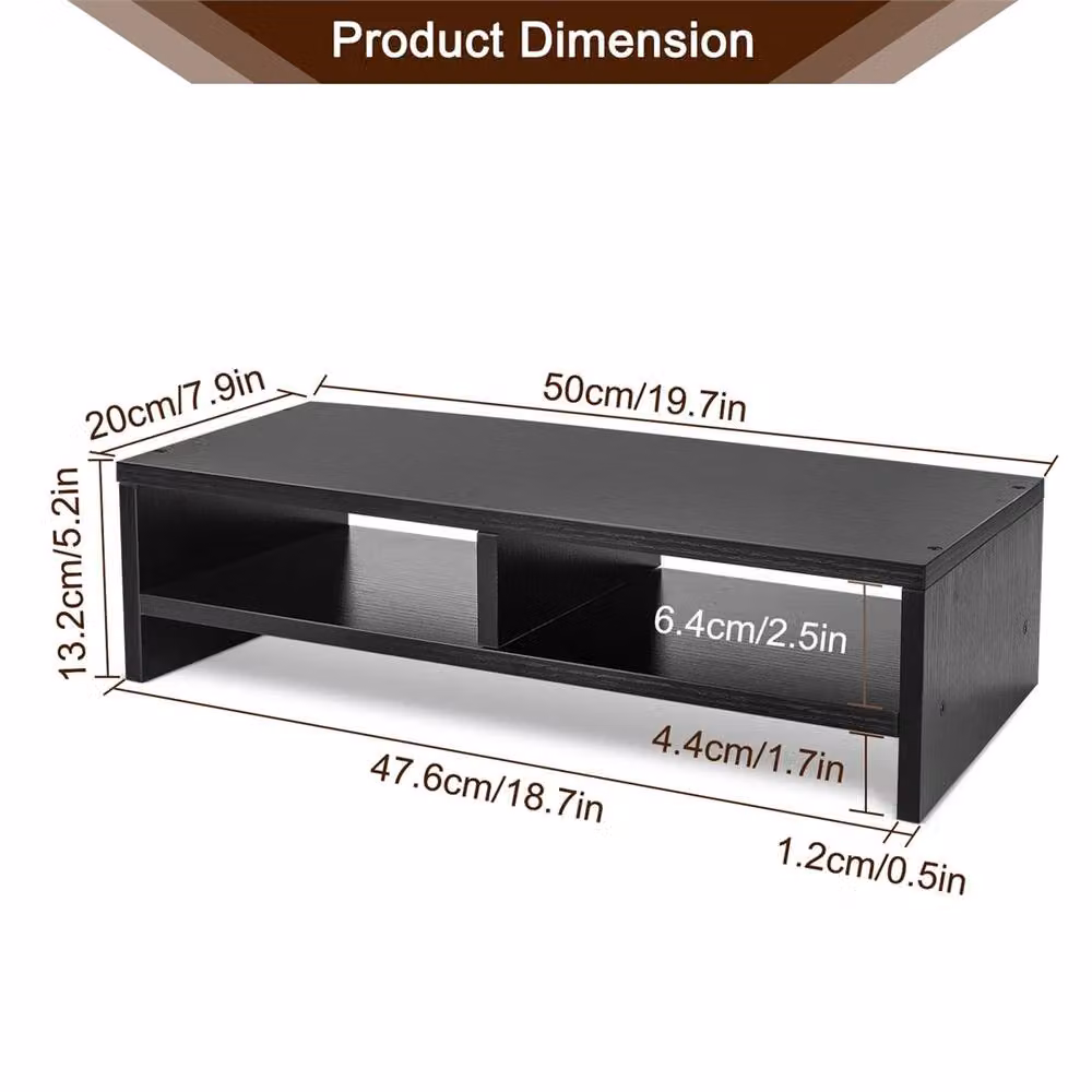 Nordara Black Desktop Monitor and Laptop Stand Riser Shelf – 2
